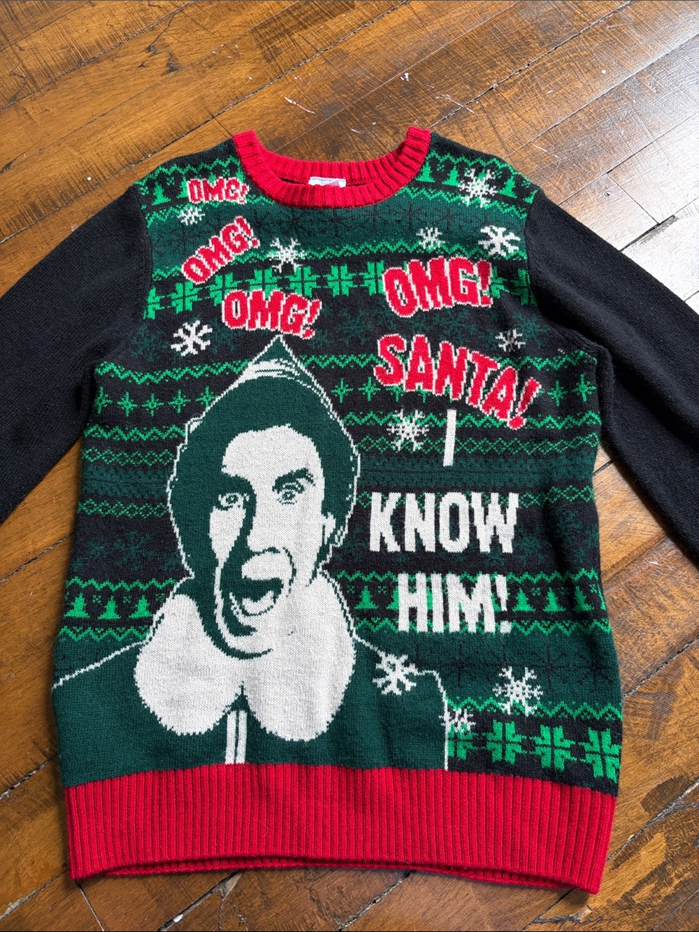 ELF Crewneck Sweater - Green/Black/Red